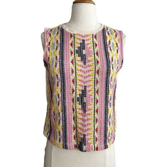 DOLAN Anthropologie Embroidered Cotton Sleeveless Top Tribal Boho Hippie Small - Picture 1 of 12